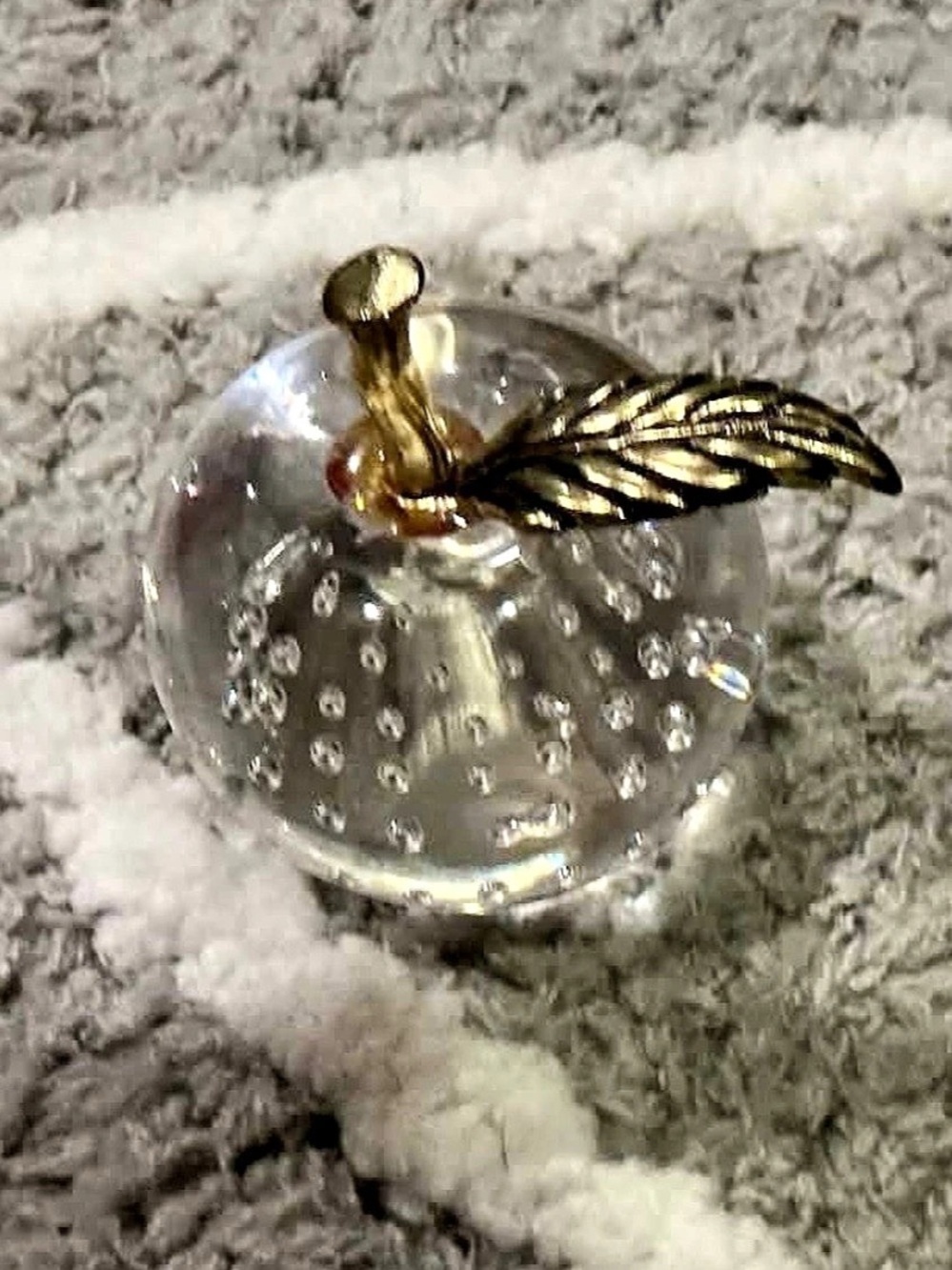 Glass Apple Decor Clear & Gold Like New